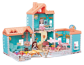 Ляльковий будиночок з меблями (2 поверхи, 176 деталей, 2 ляльки, 2 собачки, наклейки, у коробці) 668-7 A