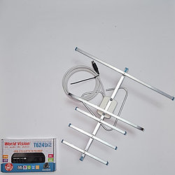 Комплект Т2 Тюнер World Vision T644D2 FM та антена кімнатна Energy Т2