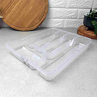 Кухонная подставка для столовых приборов ящик пластмассовая 33*25,5*5 см на 5 секций