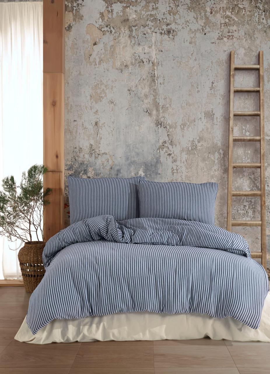 Постільна білизна Turkiz Naturel 200 х 220 см Kaine Blue, фото 1