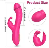 Силіконовий рожевий вібратор з подвійною стимуляцією клітора та піхви з USB-кабелем, фото 4