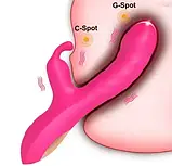 Силіконовий рожевий вібратор з подвійною стимуляцією клітора та піхви з USB-кабелем, фото 5
