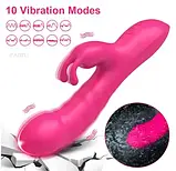 Силіконовий рожевий вібратор з подвійною стимуляцією клітора та піхви з USB-кабелем, фото 2