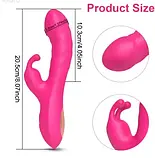 Силіконовий рожевий вібратор з подвійною стимуляцією клітора та піхви з USB-кабелем, фото 3