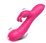 Силіконовий рожевий вібратор з подвійною стимуляцією клітора та піхви з USB-кабелем, фото 9