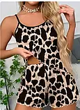 Шовкова леопардова жіноча піжама для сну шорти та майка, фото 2