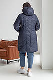 Зручна довга жіноча демісезонна куртка Берта великого розміру 48-62 розміру синя, фото 4