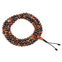 Чотки Агат Коричневий 108 намистин Діаметр намистини 6.3 мм (09659)