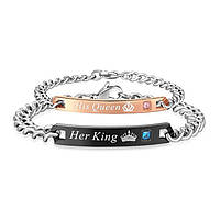 Комплект парных браслетов Her King + His Queen