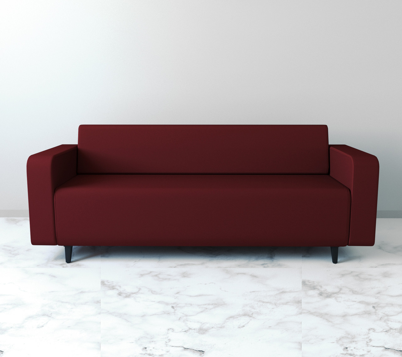 Диван офісний Tobi Sho Арне з підлокітниками 1880х700х740 мм, шкірзам Bordo/2223, фото 1