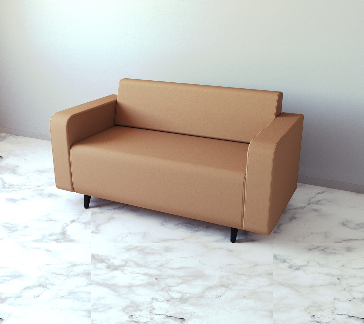 Диван офісний Tobi Sho Арне з підлокітниками 1380х700х740 мм, шкірзам Coffe Milk/2238, фото 1