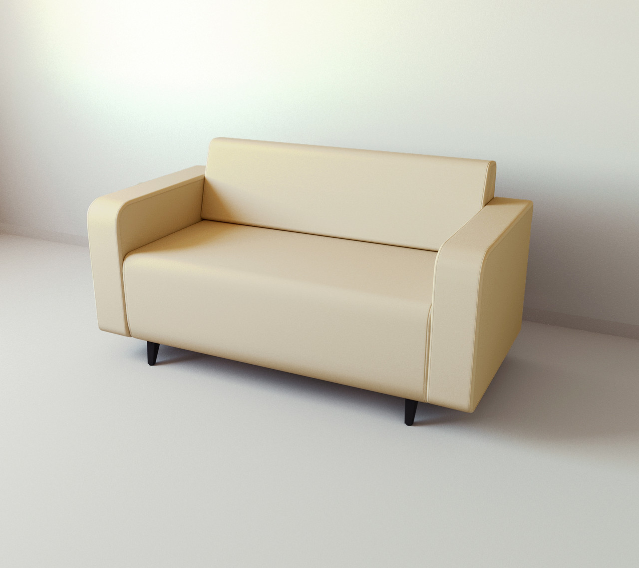 Диван офісний Tobi Sho Арне з підлокітниками 1580х700х740 мм, шкірзам Cream/2207, фото 1