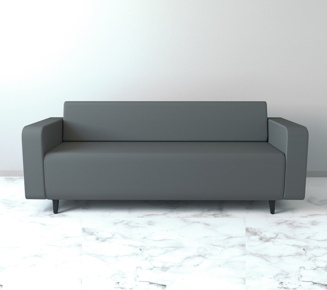 Диван офісний Tobi Sho Арне з підлокітниками 1880х700х740 мм, шкірзам Dark Grey/2233, фото 1