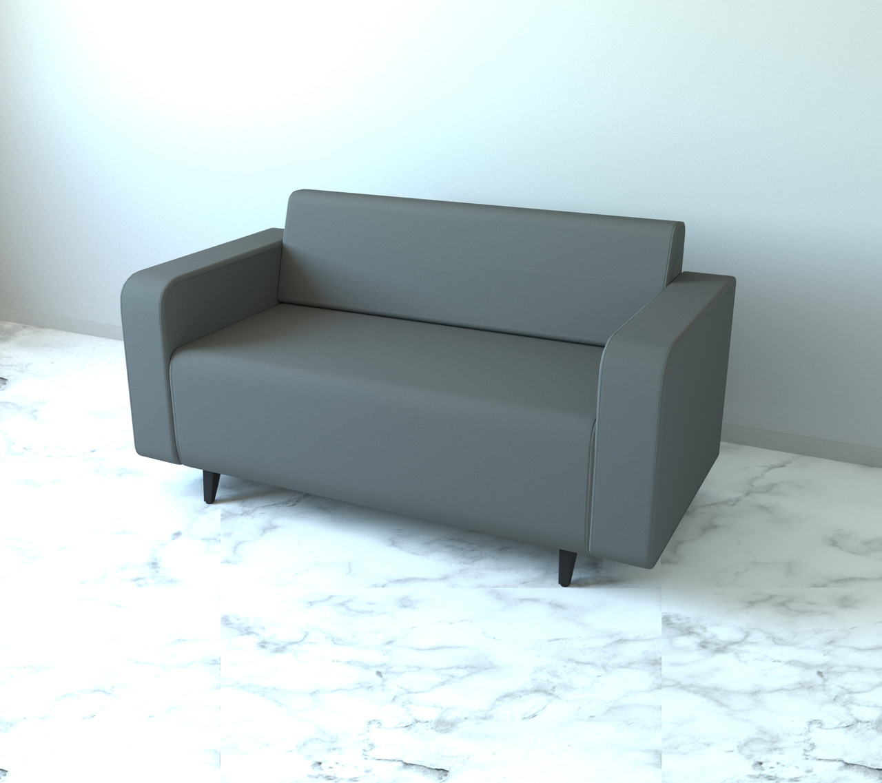 Диван офісний Tobi Sho Арне з підлокітниками 1380х700х740 мм, шкірзам Dark Grey/2233