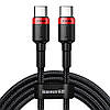 Кабель Baseus Cafule USB Type-C to USB Type-C PD2.0 100W 20W 2 м Black/Red (CATKLF-BL91), фото 6