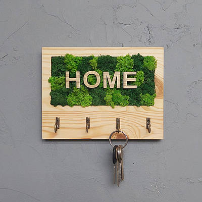 Ключниця з дерева. Ключниця з мохом 20х15 см