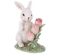 Декоративна статуетка BonaDi Кролик із тюльпанами 9.5х6х11 см K07-483