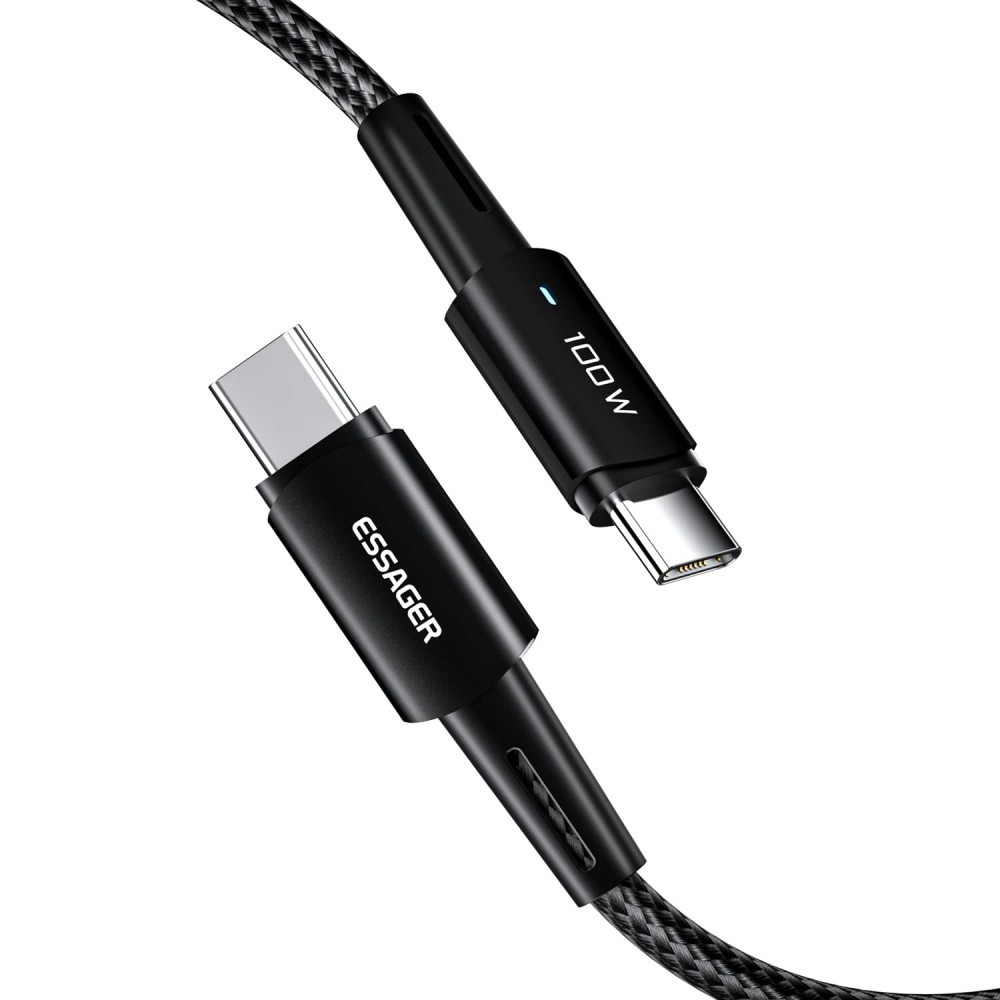 Кабель ESSAGER Type-C to Type-C швидке заряджання 100 W 1 м Black (EXCTT1-CG01)