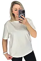 Женская однотонная натуральная футболка в размерах в расцветках