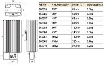 Нагрівач NTL150-200W для електричної шафи, фото 4