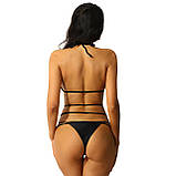 Чорний жіночий купальник бікіні на зав'язках з палітурками, фото 6