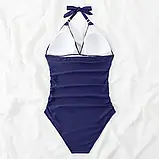 Суцільний жіночий купальник монокіні синього кольору, фото 3