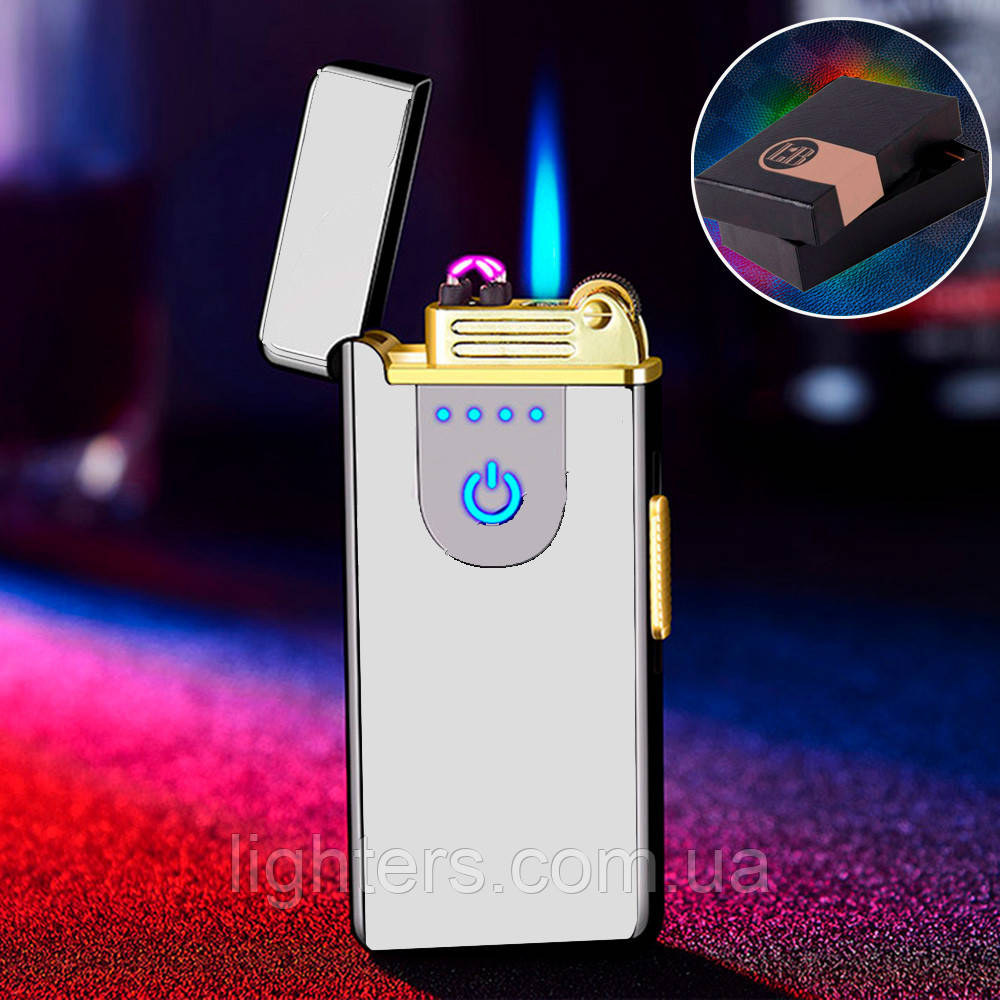 Електроімпульсна запальничка USB + турбо в подарунковому пакованні LG-576Gray, фото 1