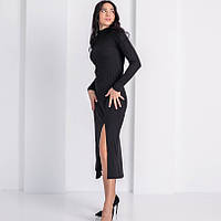 Сукня жіноча по фігурі з довгими рукавами чорна