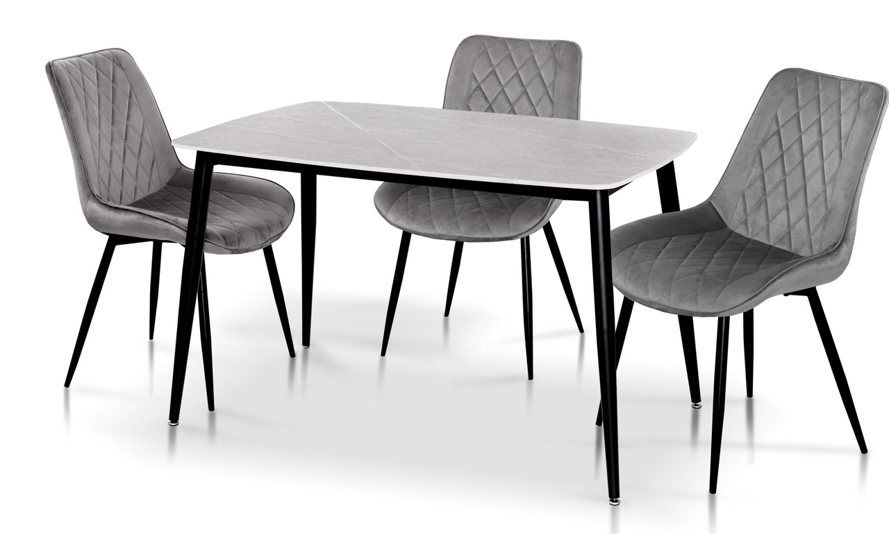 Стіл обідній нерозкладний з керамічною стільницею Кипарис колір мармур сірий ТМ Мікс Меблі