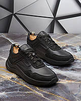 Чорні чоловічі кросівки сучасні кросівки на кожен день кросівки з натуральної шкіри