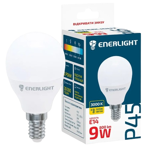 Лампа P45 9W E14 3000K LED Enerlight