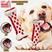 Зубная щётка игрушка для собак Pet-Toy Dog Toothbrush-Bone эластичная резиновая кость для чистки зубов Красная