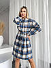 Стильне тепле плаття з байки в карту з поясом, фото 7