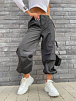 Женские широкие штаны карго с завязками