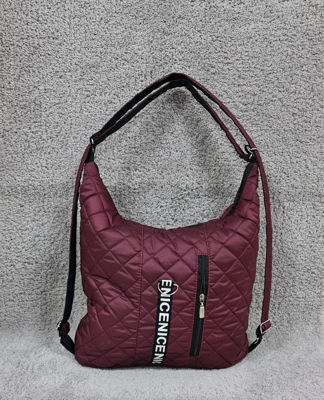 Жіноча сумка-рюкзак з кишенями стьобана плащівка бордова