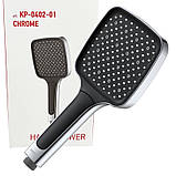 Лійка для душу Квадратна KOER KP-0402-01 CHROM 3 функції (Колір хром і чорний), фото 2