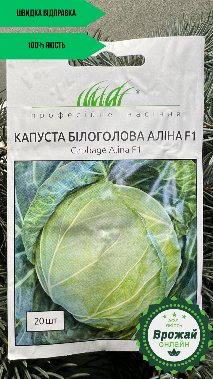 Капуста білокачанна (рання 45-50) Аліна F1 Професійне насіння 20 шт Оригінал