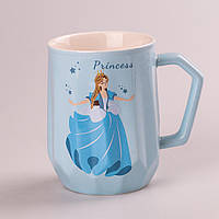 Сказочная керамическая чашка для девочки 450 мл Диснеевская принцесса Голубая кружка для напитков, чая, какао