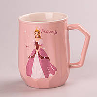 Чашка керамическая для чая, напитков 450 мл Розовая кружка Диснеевская принцесса Волшебная кружка для девочки