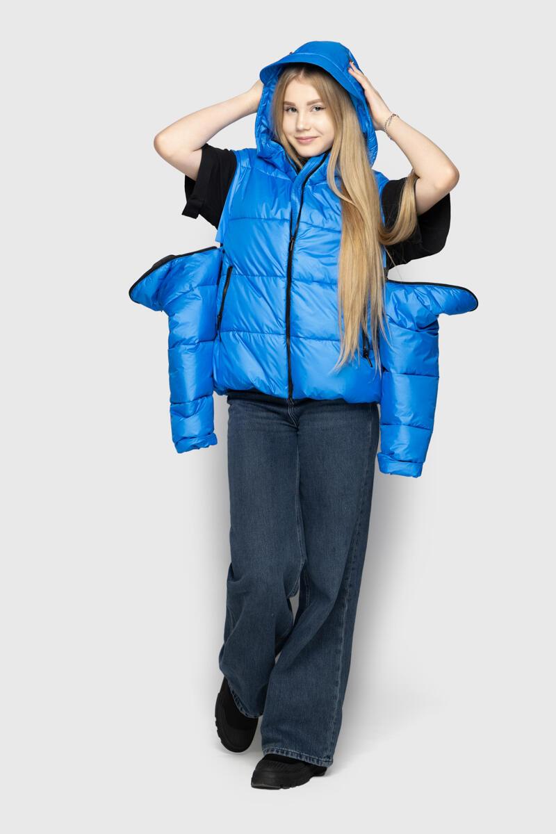 Куртка-трансформер для дівчинки Крістал електрік, розміри 128-158, фото 1