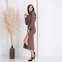 Сукня жіноча по фігурі з довгими рукавами шоколад