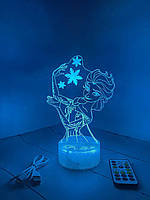 3d-лампа Эльза, подарок для фанатов принцесс Диснея, светильник или ночник, 7 цветов, 4 режима и пульт