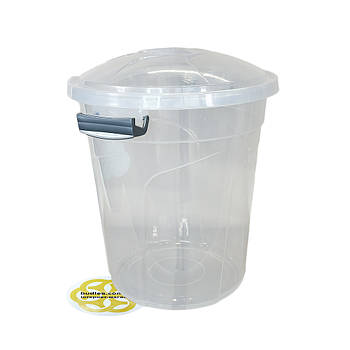 Бак з кришкою на затискачах для сміття 50Л, круглий, пластик, прозорий SNMZ