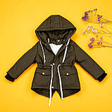 Демісезонна дитяча курточка парка 104-110 110-116 116-122 122-128 128-134 з капюшоном та манжетами у рукавах Весна Осінь, фото 9