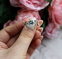 Женское кольцо с бирюзовым камнем , цвет серебро, размер 20