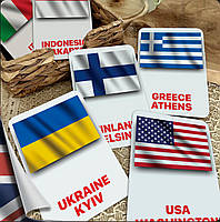 Карточки Домана Флаги со столицами на английском языке, в наборе 40 карточек