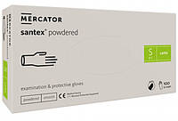 Рукавички латексні Santex Powdered оглядові припудрені нестерильні, білого кольору, розмір (S, M, L) 100 шТ