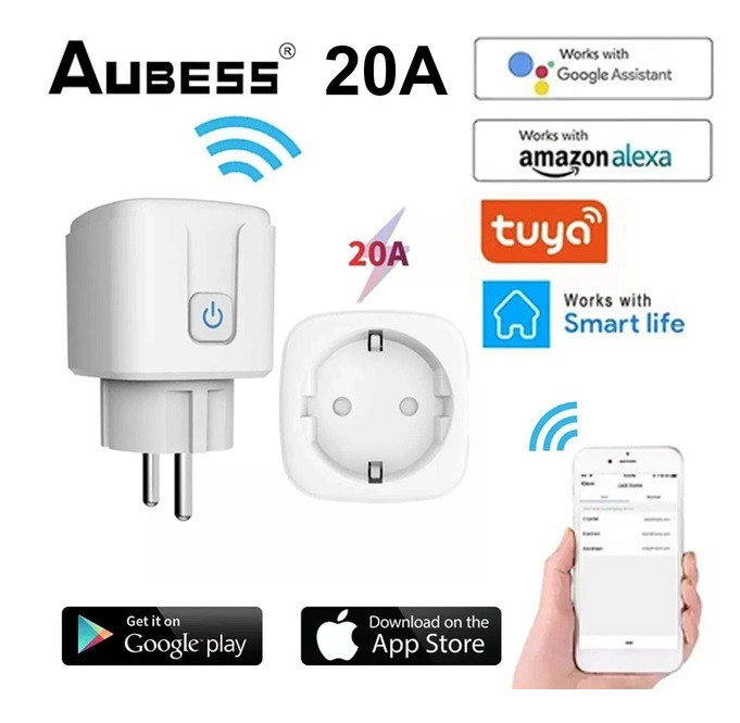 Ватметр розумна Aubess Wi-Fi розетка 20А з лічильником електроенергії Tuya Smart 4400Вт ватметр амперметр