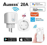 Умная Aubess Wi-Fi розетка 20А со счетчиком электроэнергии Tuya Smart 4400Вт с подключением к телефону