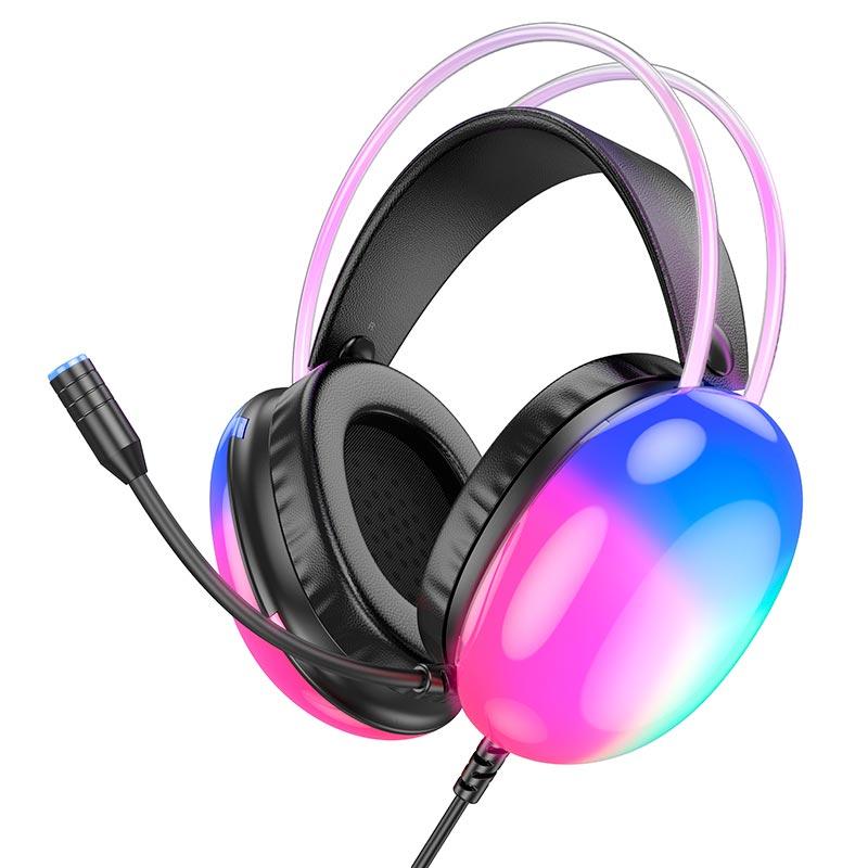 Навушники дротові ігрові HOCO W109 RGB, чорні